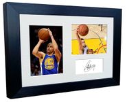 A4 Signed Stephen Curry Golden State Warriors Autographed Basketball Photo Photograph Picture Frame Gift 12"x8"