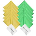 Microfiber Cleaning Cloth - 6 x 7" Yellow/Green Microfiber Cloth with White Cleaning Cloth - 12 Pack Microfiber Cleaning Cloth for Glasses & Phone