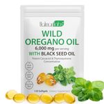 Oregano Oil 120 Softgels - 2 in 1 6000mg Oil of Oregano with Black Seed Oil 200mg - 165mg Carvacrol -Vegan & Non GMO -High Potency Immune and Digestive Support