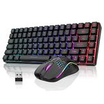 RedThunder K84 Wireless Keyboard and Mouse Combo, Rainbow Backlit Rechargeable Battery, 75% Layout 84 Keys TKL Ultra Compact Gaming Keyboard & Lightweight 3200 DPI Honeycomb Optical Mouse (Black)