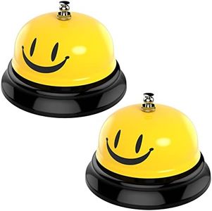 Call Bell, Service Bell Dinner Desk Bell for The Porter Kitchen Restaurant Bar Hotel Schools (2 Pack, Yellow)