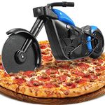 Motorcycle Pizza Cutter, Novelty Pizza Cutter Motorbike Pizza Wheel Slicer Roller, Stainless Steel Pizza Knife Sharp Blade with Non-Stick Coating & Kickstand, Christmas Kitchen Gadgets Gift (Blue)