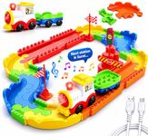 Mirana Block Rider Toy Train Set with Colorful & Multiple Track Layout, USB Rechargeable Type-C Engine, Various Sound Modes - Vande Bharat, Rajdhani, Delhi Metro, Kids 2-8 Years (Classic - 47 Pcs)