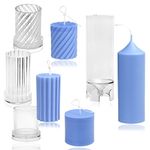 MILIVIXAY 4pcs Plastic Candle Molds for Candle Making - Including Pillar Mold, Cylinder Mold, Spiral Shape Cylinder Ｍold and Сylinder Rib Mold - Candle Making Molds