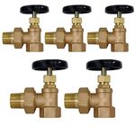 Midline Valve IXW-U034-5 Heavy Duty Hot Water Steam Radiator Valve; Air Vent Temperature Control; 3/4 in. FIP x Male Union; Brass (5 Pack)