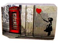 Streetart Balloon Girl Credit Card Bus Pass Wallet Slimline Travel Rail Ticket Holder Cover for Oyster Business Zip ID Card - Bifold - Party Bag Gift School Leaver Uni (1x Wallet)