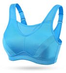 WingsLove Women's Sports Bra High Impact Bra Full Coverage Wirefree Workout Non Padded Ultimate Running Bra Sports Bra Women Plus Size Blue