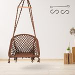 Curio Centre Make in India Premium D Shape Cotton Swing for Home & Balcony Hammock Chair with Hanging Accessories/Swing Chair Balcony/Jhula for Indoor for Outdoor (Brown)