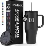 950ml Insulated Tumbler with Straw Lid and Handle - Cold 20hrs & Hot 5hrs Drinks - Double-Walled Stainless Steel Leakproof Travel Mug - Cupholder Friendly Thermal Cup Coffee Flask