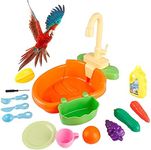 Ruibytree Play Kitchen Sink Toy, Water Toys for Kids with Electronic Dishwasher, Pretend Play Utensils Accessories and Play Cutting Food for Boys and Girls (Bath Sink for Bird)