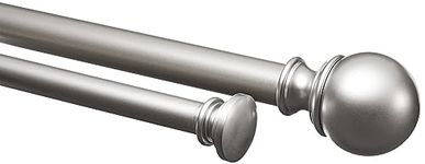 Amazon Basics 2,54 cm Double Curtain Rod with Round Finials, 183 to 366 cm, Nickel