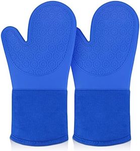 sungwoo Silicone Oven Mitts, Heat Resistant Oven Gloves with Quilted Liner Non-Slip Textured Grip Perfect for BBQ, Baking, Cooking and Grilling - 1 Pair 13.8 Inch Royal Blue