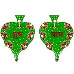 Ritwika's Decorative Handcrafted Wooden Shubh Labh Door Hangings Showpiece for Diwali, Wedding Or House Warming | Size 12 cm x 16 cm, Set of 2 (Green)