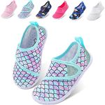 JOINFREE Boy Auqa Shoes for Swim Beach Toddler Water Shoes Quick-Dry Summer Beach Barefoot Shoes Boys Water Socks for Kid Green Mermaid 7 Toddler