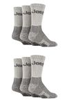 Jeep Mens Cotton Boot Socks - Luxury Terrain Calf Length Plain with Logo,Ribbed, Cushioned & Chunky for Walking, Hiking, Trekking & the Outdoors Size 6-11 6 Pair Multipack Grey