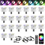 INDARUN RGBW WiFi Led Decking Lights Waterproof IP67 Ø45MM 12V - Led Plinth Light Kits for Terrace/Patio/Path/Wall/Garden/Decoration, 20 Packs