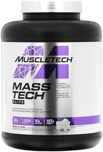 MuscleTech MassTech Elite Protein Powder, Weight & Muscle Mass Gainer, Whey Isolate Mass Protein Powder With 3g Creatine, 80g Protein, 18g BCAA, 14 Servings, 3.2kg, Vanilla Cake