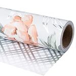 LeZakaa Reversible Silver Foil Wrapping Paper Roll - Silver Flower & Plaid Design for Wedding, Engagement, Bridal Shower - 17 inches x 32.8 Feet (46.45 sq.ft.)