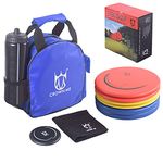 CROWN ME Disc Golf Set, Disc Golf Starter Set,Includes 1pc Bag with Water Bottle Pocket and Accessory Pocket, 2pcs Drivers, 2pcs Mid-Ranges, 2pcs Putters, 1pc Mini Disc Marker and 1pc Towel