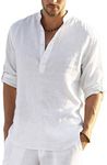 COOFANDY Men's Cotton Linen Henley 