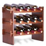 IWNTWY Wine Rack, 3-Tier 12 Bottles Wooden Wine Racks Stackable, Free Standing Wine Holder for Cupboard, Wine Display Shelves for Countertop Kitchen Bar Cellar Dining Room (L42x W23.5x H42cm)