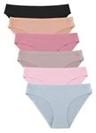 FINETOO 6 Pack Women’s Seamless Hipster Underwear No Show Panties Invisibles Briefs Soft Stretch Bikini Underwears XS-XL