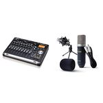 Tascam DP-03SD 8-track Digital Portastudio & Marantz Professional MPM-1000 - Studio Recording Condenser XLR Microphone with Desktop Stand and Cable – For Podcast and Streaming Projects