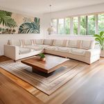 The Furnishers Premium Chenille Woven Anti-Slip 6 Seater L-Shape Sofa Cover | L-Shape Sofa Seat Protector for Living Room | Durable & Stylish Slipcover - Beige