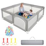 Sour Lemon Baby Playpen for Baby and Toddlers, Kid’s Fence with Anti-Collision Foam and Breathable Mesh, Indoor Kids Activity Center, Including 50 Ocean Balls y 4 Pull Rings