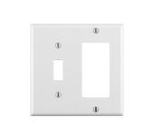 Leviton 80405-W 2-Gang 1-Toggle 1-Decora/GFCI Device Combination Wallplate, Standard Size, Thermoset, Device Mount (White)