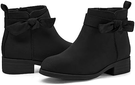 Coutgo Girls Toddler Bow knot Ankle Boots Low Chunky Heel Side Zipper Cute Dress Booties Little Big Kid (Black, Little Kid, Women, 2, Numeric, US Footwear Size System, Medium)