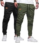 JMIERR Joggers for Men Casual Travel Essentials Pants with Pockets, 2 Pack, 4XL, Black/Dark Green