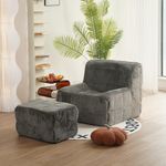 N&V CUBICUS Sofa, Single Seated Foam Sofa, Armless Floor Sofa, All New Hybrid Foam Design，with Matching Ottoman (Frost Grey)