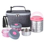 Lille Home 1065ml Lunch Box Set, an Vacuum Insulated Bento/Snack Box Keeping Food Warm for 3-4 Hours, Two BPA-Free Food Containers, A Lunch Bag, A Portable Cutlery Set