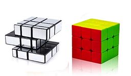 D ETERNAL Stickerless Cube Set Of 3X3 And Stickered Silver Mirror Puzzle Cubes Combo For 14 Years And Up, Teen