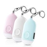 Safesound Personal Alarm Siren Song 3-Pack - 130dB Self Defense Alarm Keychian Rechargeable with Emergency LED Flashlight - Security Personal Protection Devices (3)