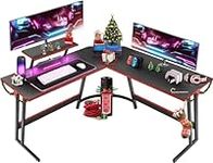 Devoko L Shaped Gaming Desk Corner Gaming Desk 130x130x75cm Computer Desk Large PC Writing Table with Monitor Stand for Home and Office,Carbon Fibre Black