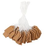 200 pcs Small Price Tags, Jewelry Price Tags Price Tags with String Hang Labels Tags with String Small Gift Price Tags Display Tag Price Labels for Display Jewelry Clothing (Brown)