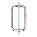 Dynasty Hardware 8" Back to Back Tubular Shower Door Pull for Frameless Shower Doors, Polished Chrome, with Trim Washers