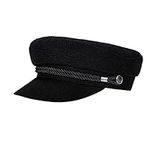 UPSTORE Women's Fashion Fiddler Cap Newsboy Hat Visor Beret Cap Baker Boy Hat Cabbie Cap Peaked Cap for All Seasons (Black)