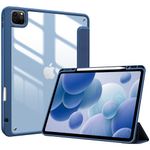 ProCase Smart Case for iPad Pro 12.9 Case 6th/5th/4th/3rd Generation 2022/2021/2020/2018, Transparent Back Shell Cover with Built-in Pencil Holder, Auto Sleep/Wake for iPad Pro 12.9 Inch -Navy