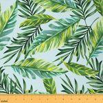 Feelyou Tropical Upholstery Fabric by The Yard, Green Palm Leaf Botanical Outdoor Fabric by The Yard, Summer Palm Tree Decorative Fabric for Upholstery and Home DIY Project, 5 Yards, Aqua Teal