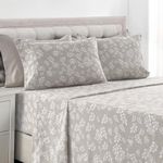 Lux Decor Collection Bedsheet Set - Brushed Microfiber 1800 Thread Count Bedding - Wrinkle, Stain and Fade Resistant - Hypoallergenic Luxury Floral Sheets- 4 Piece (King Size, Floral Taupe)