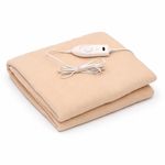 Expressions Electric Bed Warmer - Electric Under Blanket - Single Bed Size (150cms x 80cms) with 3 Heat Settings & Dual Safety Feature with Over Heat Protection - Color: Skin Brown