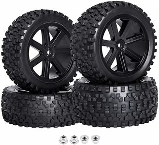 GoHobby 1/10th Scale Off-Road RC Tires&12mm Hex Wheel Rims, Pre-glued with Sponge Inserts Compatible with Traxxas Redcat Exceed RC 1:10 Buggy