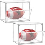 2PCS Football Display Case Full Size, Clear Football Case Display Case with Magnetic Door and UV Protection, Acrylic Football Holders Display for Football Fans & Collectors, Sports Collectibles