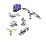 Metal Earth Fascinations 3D Metal Model Kits Harry Potter Set of 7 - Buckbeak - Knight Bus - The Burrow - Hogwarts Express Train - Hagrid's Hut - Golden Snitch - Gringotts Dragon