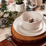 Stone Lain 32 Piece Stoneware Round Dinnerware Set, Service for 8, White Speckled