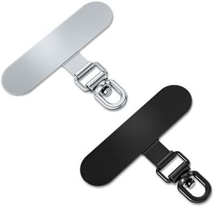 saxsion Universal Phone Tether Tab, 2 Pack Phone Lanyard Replacement Part for Phone Strap,Rotate 360 degrees, Fashion Silver+black