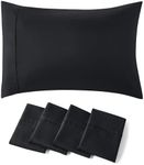 Bedsure Black Pillowcase Set - Queen Size (20x30 inches) Bed Pillow Cover - Brushed Microfiber, Wrinkle, Fade & Stain Resistant - Envelop Closure Pillow Case Set of 4